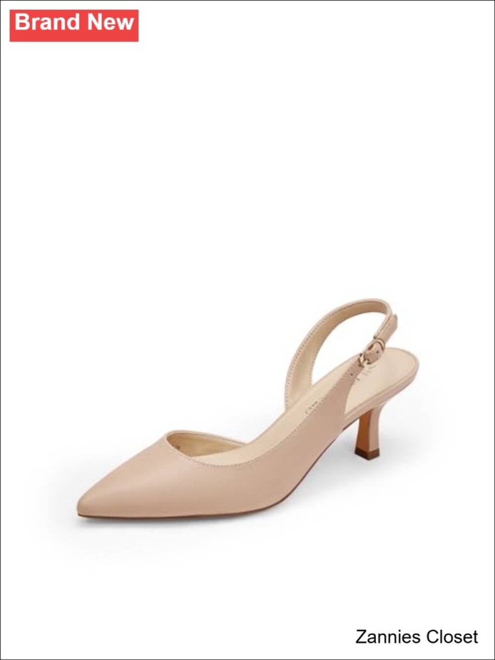 ✨ Pointed Toe Kitten Heel Slingback Pumps Faux Leather